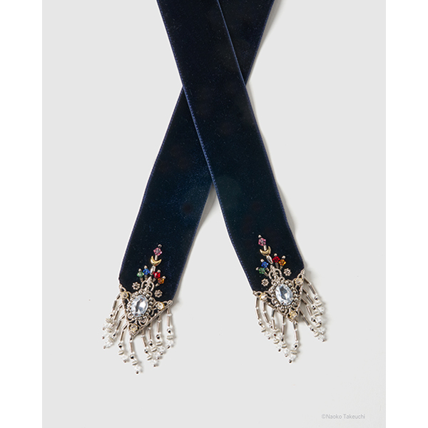 5 Sailor Guardians crystal silver tip velvet long ribbon